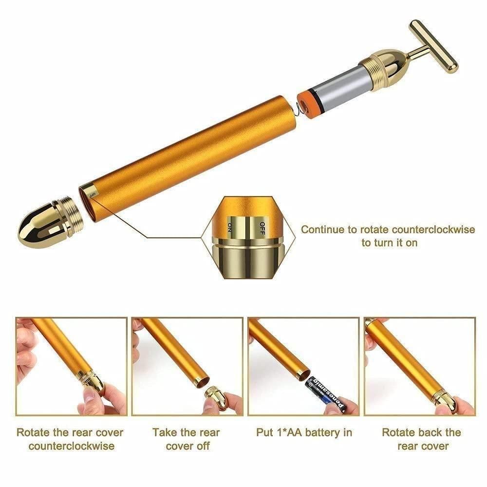 Gold Energy Beauty Bar – Electric Facial Massage Roller